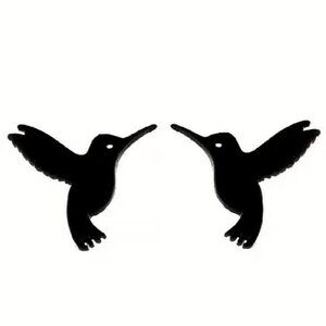 Black Stainless Steel HUMMINGBIRD Stud Earrings